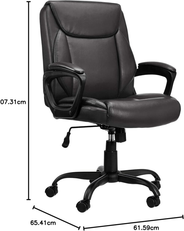 Amazon Basics Classic Puresoft PU Padded Mid-Back Height Adjustable Office Computer Desk Chair with Armrest, 26"D x 23.75"W x 42"H, Black