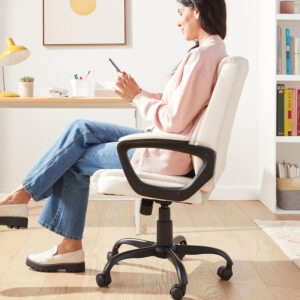Amazon Basics Classic Puresoft PU Padded Mid-Back Height Adjustable Office Computer Desk Chair with Armrest, 26"D x 23.75"W x 42"H, Black