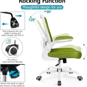 FelixKing Office Chair, Ergonomic Desk Chair Breathable Mesh Chairs with Adjustable High Back Lumbar Support Flip-up Armrests, Executive Swivel Comfy Task Computer Chairs for Home Office Black