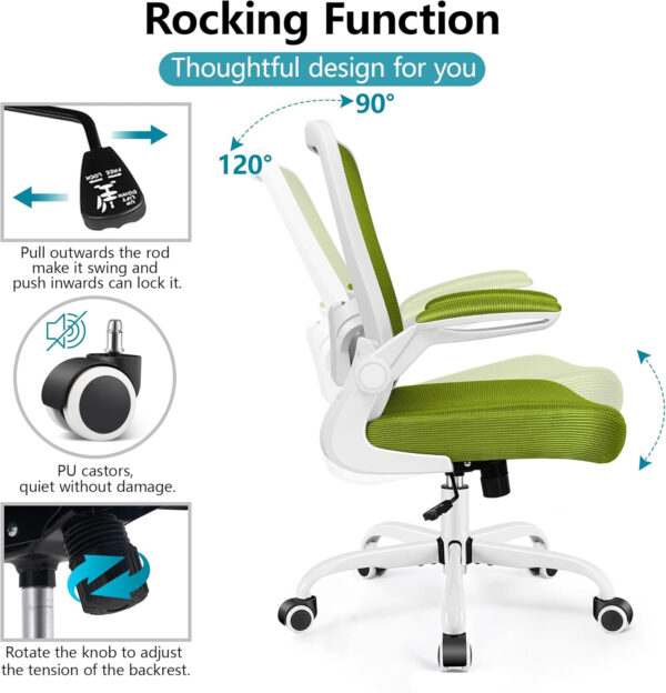 FelixKing Office Chair, Ergonomic Desk Chair Breathable Mesh Chairs with Adjustable High Back Lumbar Support Flip-up Armrests, Executive Swivel Comfy Task Computer Chairs for Home Office Black