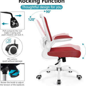 FelixKing Office Chair, Ergonomic Desk Chair Breathable Mesh Chairs with Adjustable High Back Lumbar Support Flip-up Armrests, Executive Swivel Comfy Task Computer Chairs for Home Office Black