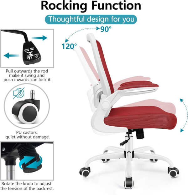 FelixKing Office Chair, Ergonomic Desk Chair Breathable Mesh Chairs with Adjustable High Back Lumbar Support Flip-up Armrests, Executive Swivel Comfy Task Computer Chairs for Home Office Black