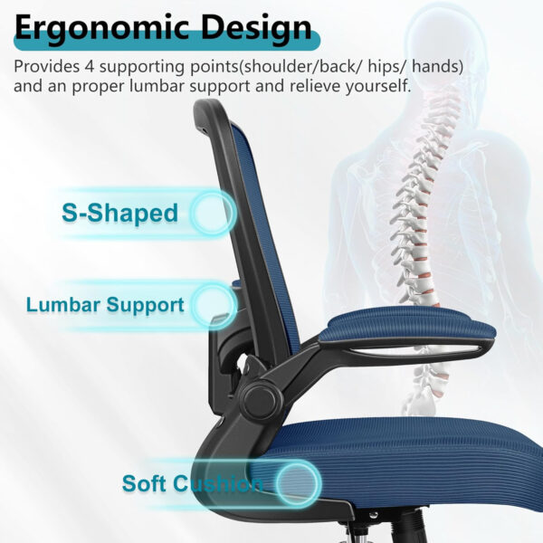 FelixKing Office Chair, Ergonomic Desk Chair Breathable Mesh Chairs with Adjustable High Back Lumbar Support Flip-up Armrests, Executive Swivel Comfy Task Computer Chairs for Home Office Black