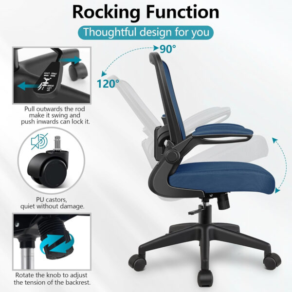 FelixKing Office Chair, Ergonomic Desk Chair Breathable Mesh Chairs with Adjustable High Back Lumbar Support Flip-up Armrests, Executive Swivel Comfy Task Computer Chairs for Home Office Black