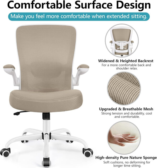 FelixKing Office Chair, Ergonomic Desk Chair Breathable Mesh Chairs with Adjustable High Back Lumbar Support Flip-up Armrests, Executive Swivel Comfy Task Computer Chairs for Home Office Black