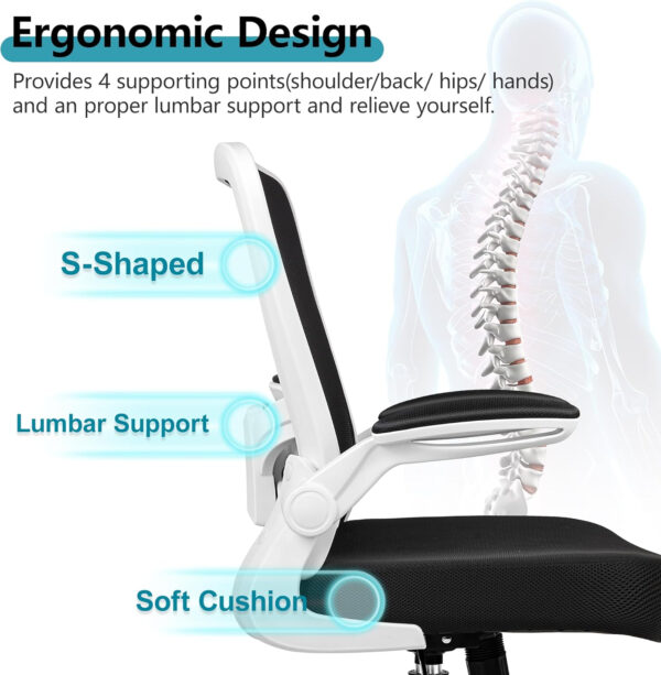 FelixKing Office Chair, Ergonomic Desk Chair Breathable Mesh Chairs with Adjustable High Back Lumbar Support Flip-up Armrests, Executive Swivel Comfy Task Computer Chairs for Home Office Black