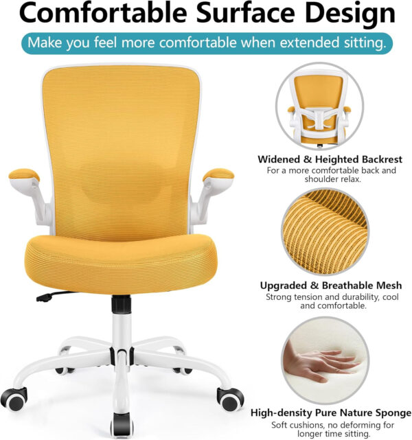FelixKing Office Chair, Ergonomic Desk Chair Breathable Mesh Chairs with Adjustable High Back Lumbar Support Flip-up Armrests, Executive Swivel Comfy Task Computer Chairs for Home Office Black