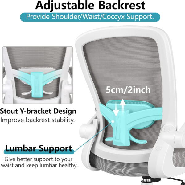 FelixKing Office Chair, Ergonomic Desk Chair Breathable Mesh Chairs with Adjustable High Back Lumbar Support Flip-up Armrests, Executive Swivel Comfy Task Computer Chairs for Home Office Black