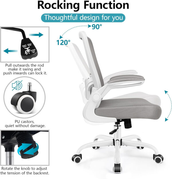 FelixKing Office Chair, Ergonomic Desk Chair Breathable Mesh Chairs with Adjustable High Back Lumbar Support Flip-up Armrests, Executive Swivel Comfy Task Computer Chairs for Home Office Black