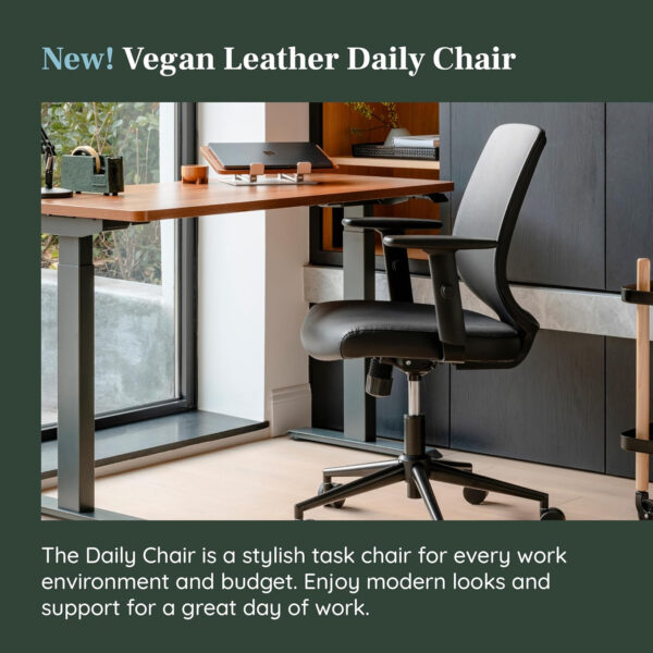 Branch Daily Chair - Vegan Leather Office Chair with Swivel, Lumbar Rest, and Adjustable Armrests - Comfortable Seating for Improved Posture and Productivity - Dune