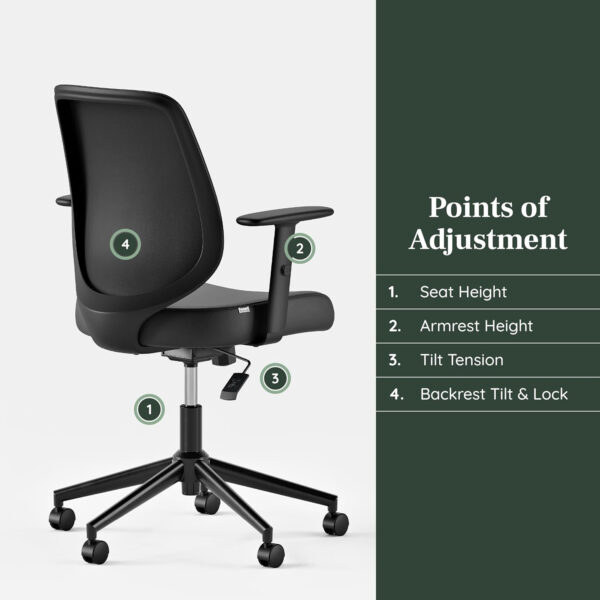 Branch Daily Chair - Vegan Leather Office Chair with Swivel, Lumbar Rest, and Adjustable Armrests - Comfortable Seating for Improved Posture and Productivity - Dune