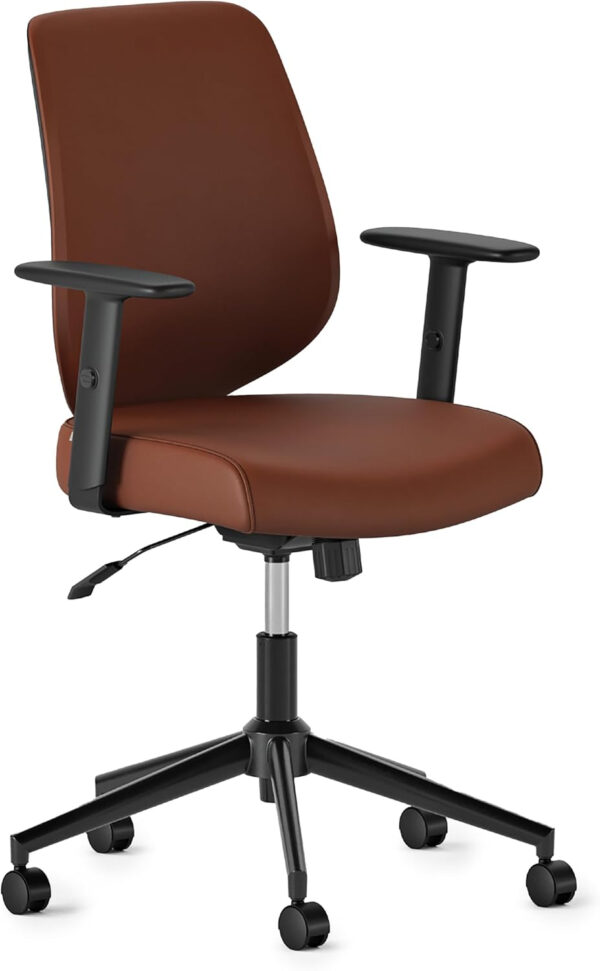 Branch Daily Chair - Vegan Leather Office Chair with Swivel, Lumbar Rest, and Adjustable Armrests - Comfortable Seating for Improved Posture and Productivity - Dune
