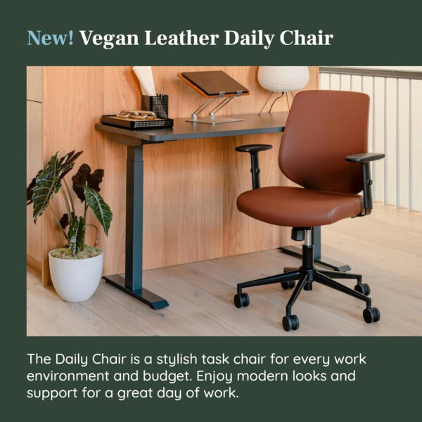 Branch Daily Chair - Vegan Leather Office Chair with Swivel, Lumbar Rest, and Adjustable Armrests - Comfortable Seating for Improved Posture and Productivity - Dune