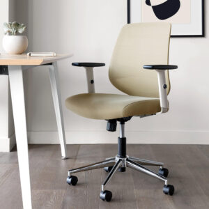 Branch Daily Chair - Vegan Leather Office Chair with Swivel, Lumbar Rest, and Adjustable Armrests - Comfortable Seating for Improved Posture and Productivity - Dune