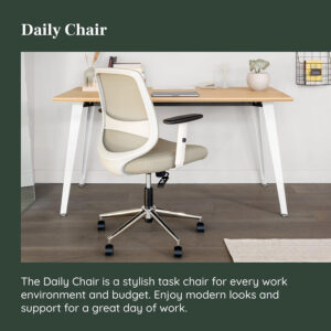 Branch Daily Chair - Vegan Leather Office Chair with Swivel, Lumbar Rest, and Adjustable Armrests - Comfortable Seating for Improved Posture and Productivity - Dune