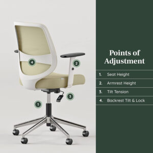 Branch Daily Chair - Vegan Leather Office Chair with Swivel, Lumbar Rest, and Adjustable Armrests - Comfortable Seating for Improved Posture and Productivity - Dune