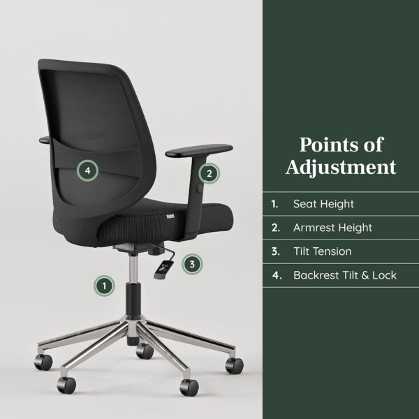Branch Daily Chair - Vegan Leather Office Chair with Swivel, Lumbar Rest, and Adjustable Armrests - Comfortable Seating for Improved Posture and Productivity - Dune