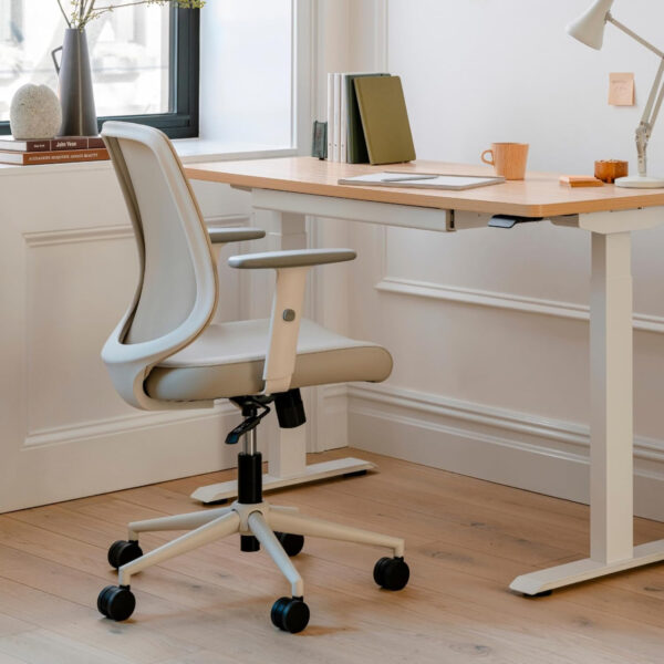 Branch Daily Chair - Vegan Leather Office Chair with Swivel, Lumbar Rest, and Adjustable Armrests - Comfortable Seating for Improved Posture and Productivity - Dune