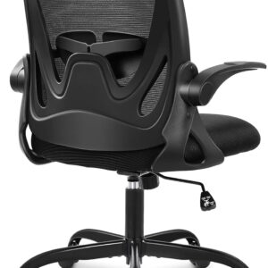 Primy Office Chair Ergonomic Desk Chair with Flip up Armrests Swivel Breathable Desk Mesh Computer Chair with Adjustable Lumbar Support and Height for Conference Room (Black)