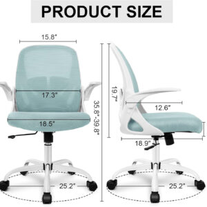 Primy Office Chair Ergonomic Desk Chair with Flip up Armrests Swivel Breathable Desk Mesh Computer Chair with Adjustable Lumbar Support and Height for Conference Room (Black)