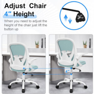 Primy Office Chair Ergonomic Desk Chair with Flip up Armrests Swivel Breathable Desk Mesh Computer Chair with Adjustable Lumbar Support and Height for Conference Room (Black)