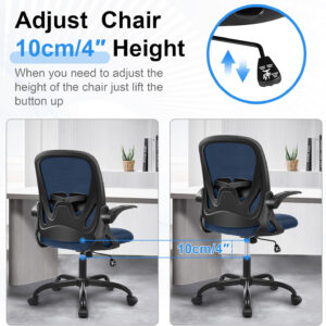 Primy Office Chair Ergonomic Desk Chair with Flip up Armrests Swivel Breathable Desk Mesh Computer Chair with Adjustable Lumbar Support and Height for Conference Room (Black)