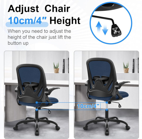 Primy Office Chair Ergonomic Desk Chair with Flip up Armrests Swivel Breathable Desk Mesh Computer Chair with Adjustable Lumbar Support and Height for Conference Room (Black)