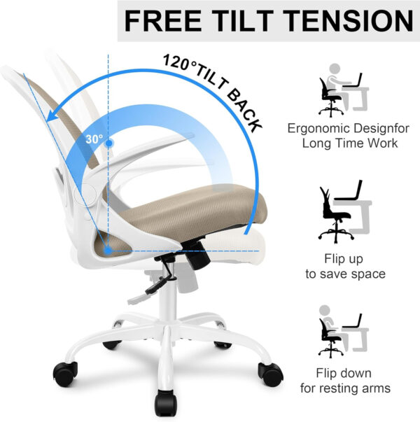 Primy Office Chair Ergonomic Desk Chair with Flip up Armrests Swivel Breathable Desk Mesh Computer Chair with Adjustable Lumbar Support and Height for Conference Room (Black)