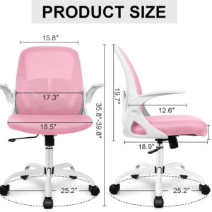 Primy Office Chair Ergonomic Desk Chair with Flip up Armrests Swivel Breathable Desk Mesh Computer Chair with Adjustable Lumbar Support and Height for Conference Room (Black)