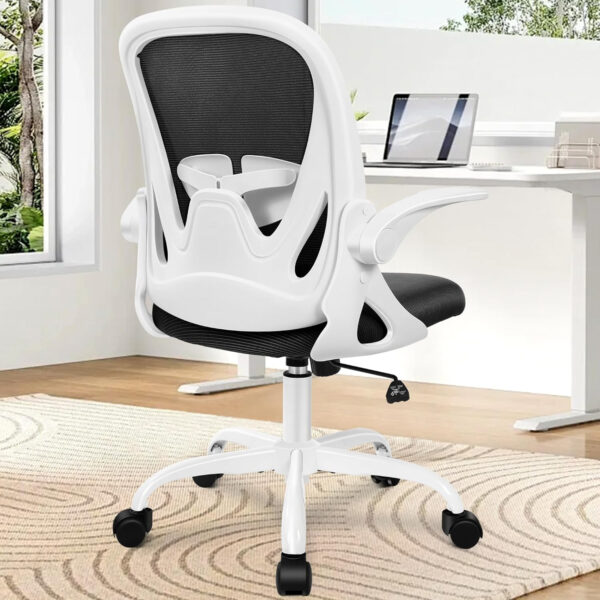 Primy Office Chair Ergonomic Desk Chair with Flip up Armrests Swivel Breathable Desk Mesh Computer Chair with Adjustable Lumbar Support and Height for Conference Room (Black)