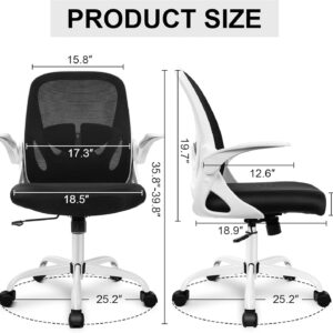 Primy Office Chair Ergonomic Desk Chair with Flip up Armrests Swivel Breathable Desk Mesh Computer Chair with Adjustable Lumbar Support and Height for Conference Room (Black)