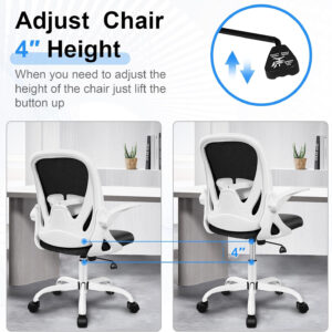 Primy Office Chair Ergonomic Desk Chair with Flip up Armrests Swivel Breathable Desk Mesh Computer Chair with Adjustable Lumbar Support and Height for Conference Room (Black)