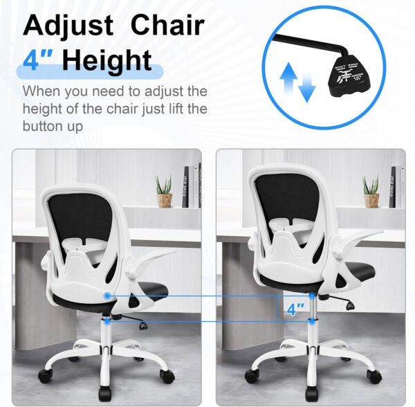 Primy Office Chair Ergonomic Desk Chair with Flip up Armrests Swivel Breathable Desk Mesh Computer Chair with Adjustable Lumbar Support and Height for Conference Room (Black)