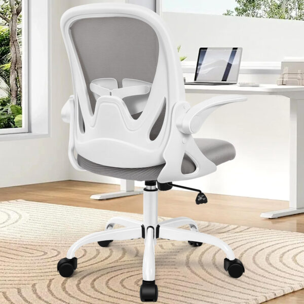 Primy Office Chair Ergonomic Desk Chair with Flip up Armrests Swivel Breathable Desk Mesh Computer Chair with Adjustable Lumbar Support and Height for Conference Room (Black)