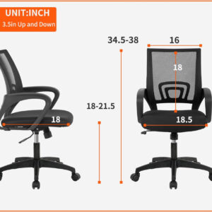 68873c61a71c82742cf67cc6850108e71e17c6edef012442c2963.jpg Home Office Chair Ergonomic Desk Chair Mesh Computer Chair with Lumbar Support Armrest Executive Rolling Swivel Adjustable Mid Back Task Chair for Women Adults, Black