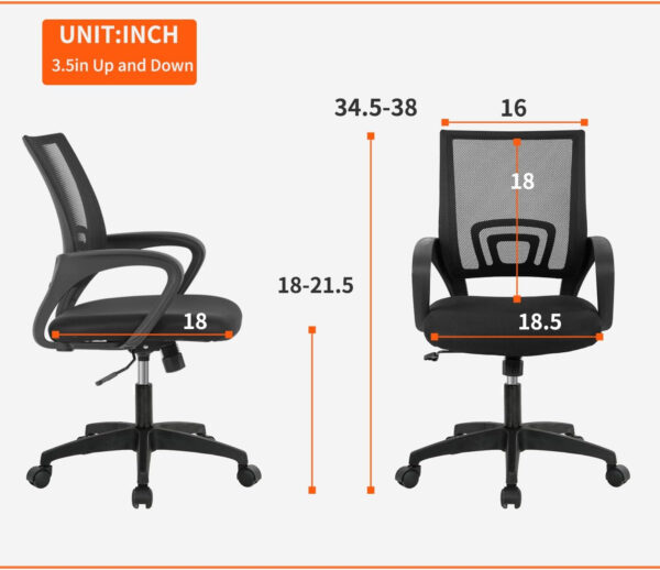 68873c61a71c82742cf67cc6850108e71e17c6edef012442c2963.jpg Home Office Chair Ergonomic Desk Chair Mesh Computer Chair with Lumbar Support Armrest Executive Rolling Swivel Adjustable Mid Back Task Chair for Women Adults, Black