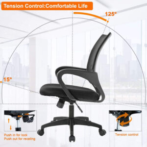 68873c63c0f114495ece0cd1d70d5e7d14bad7736f309edbea63d.jpg Home Office Chair Ergonomic Desk Chair Mesh Computer Chair with Lumbar Support Armrest Executive Rolling Swivel Adjustable Mid Back Task Chair for Women Adults, Black