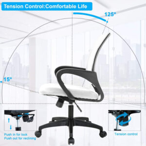 68873c6ab91c3c9c4a6f7190b43f7387d2081c332c85f030b52ef.jpg Home Office Chair Ergonomic Desk Chair Mesh Computer Chair with Lumbar Support Armrest Executive Rolling Swivel Adjustable Mid Back Task Chair for Women Adults, Black