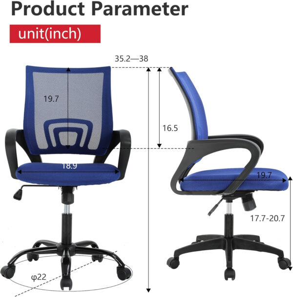 68873c81291b47d31bc3c21983c8bc5b2c58eaa9227a9cb5dd75b.jpg Home Office Chair Ergonomic Desk Chair Mesh Computer Chair with Lumbar Support Armrest Executive Rolling Swivel Adjustable Mid Back Task Chair for Women Adults, Black