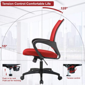 68873c96783b807f0060a30fb0607d75ae8438e848537a35ebc9a.jpg Home Office Chair Ergonomic Desk Chair Mesh Computer Chair with Lumbar Support Armrest Executive Rolling Swivel Adjustable Mid Back Task Chair for Women Adults, Black