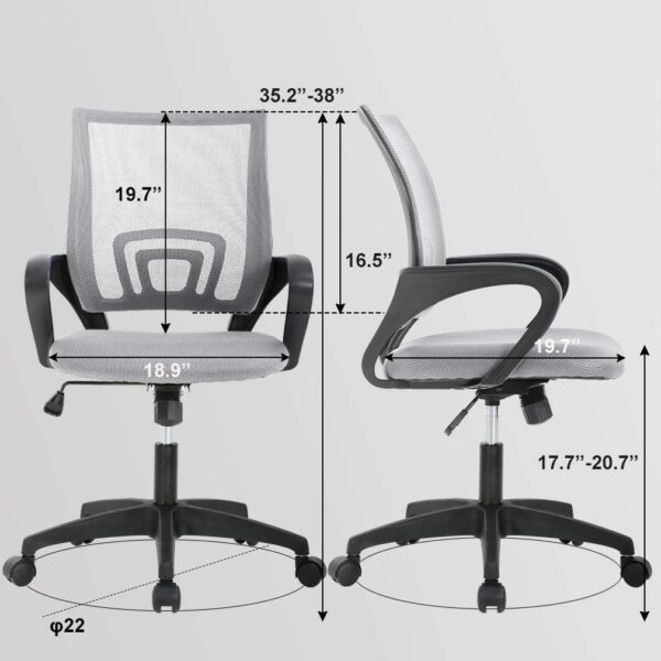 68873ca1a0520d5e96b8b361ec603f169ca84efe8c59e20a6e7d1.jpg Home Office Chair Ergonomic Desk Chair Mesh Computer Chair with Lumbar Support Armrest Executive Rolling Swivel Adjustable Mid Back Task Chair for Women Adults, Black