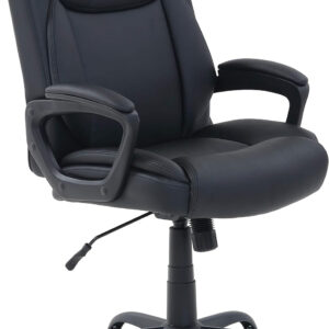 Amazon Basics Classic Puresoft PU Padded Mid-Back Height Adjustable Office Computer Desk Chair with Armrest, 26"D x 23.75"W x 42"H, Black