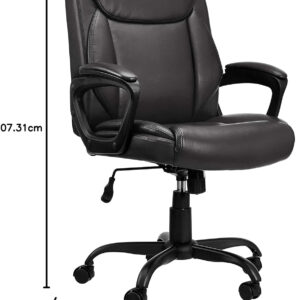 Amazon Basics Classic Puresoft PU Padded Mid-Back Height Adjustable Office Computer Desk Chair with Armrest, 26"D x 23.75"W x 42"H, Black