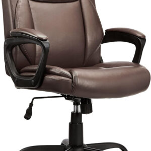 Amazon Basics Classic Puresoft PU Padded Mid-Back Height Adjustable Office Computer Desk Chair with Armrest, 26"D x 23.75"W x 42"H, Black