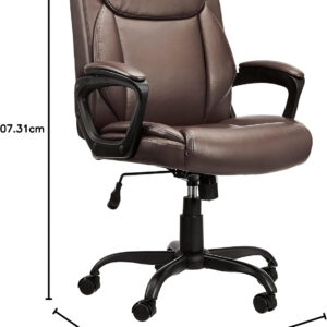 Amazon Basics Classic Puresoft PU Padded Mid-Back Height Adjustable Office Computer Desk Chair with Armrest, 26"D x 23.75"W x 42"H, Black