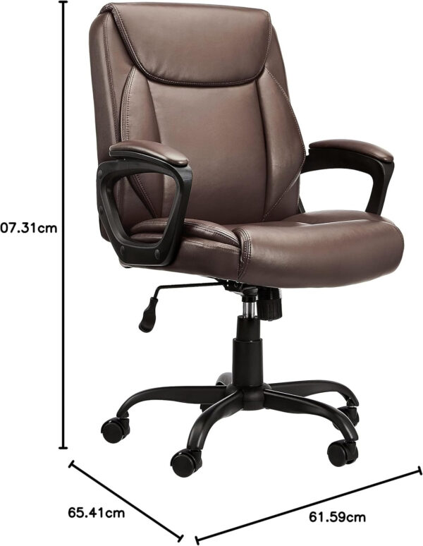 Amazon Basics Classic Puresoft PU Padded Mid-Back Height Adjustable Office Computer Desk Chair with Armrest, 26"D x 23.75"W x 42"H, Black