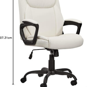 Amazon Basics Classic Puresoft PU Padded Mid-Back Height Adjustable Office Computer Desk Chair with Armrest, 26"D x 23.75"W x 42"H, Black