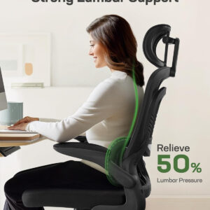 Marsail Ergonomic Office Chair: Office Computer Desk Chair with High Back Mesh and Adjustable Lumbar Support Rolling Work Swivel Task Chairs with Wheel 3D Armrests and Headrest