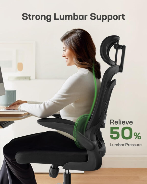 Marsail Ergonomic Office Chair: Office Computer Desk Chair with High Back Mesh and Adjustable Lumbar Support Rolling Work Swivel Task Chairs with Wheel 3D Armrests and Headrest