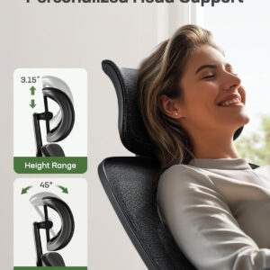 Marsail Ergonomic Office Chair: Office Computer Desk Chair with High Back Mesh and Adjustable Lumbar Support Rolling Work Swivel Task Chairs with Wheel 3D Armrests and Headrest